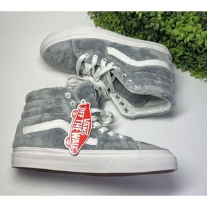 Vans Old Skool Sk8 Hi Women’s  Sherpa Gray Grey White Skate Shoe Fur NEW 7.5